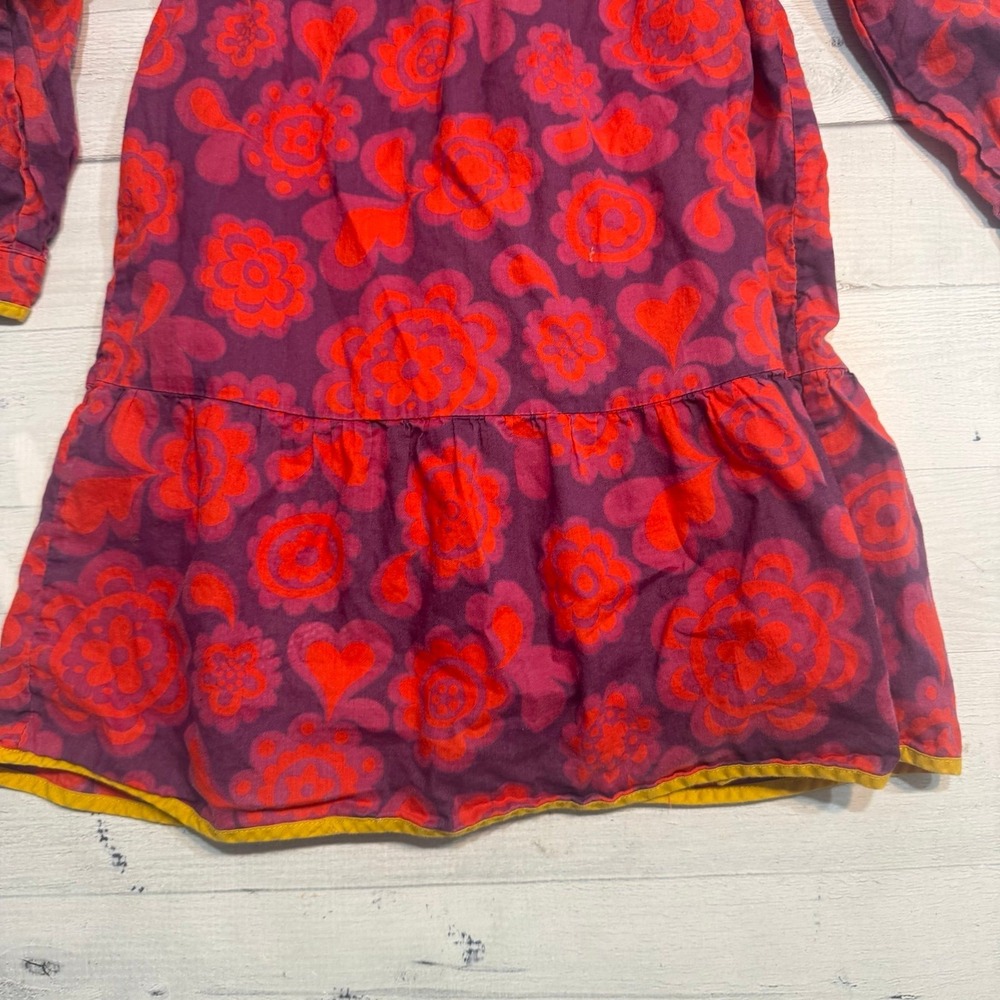 Polarn O. Pyret girls long sleeve floral dress red yellow purple 1.5-2 years - Picture 2 of 7